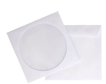 PAPIEROWE KOPERTY CD DVD z okienkiem białe 50szt