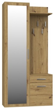 GARDEROBA DUO SZAFA LUSTRO WIESZAK DĄB ARTISAN