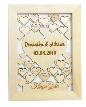 KSIĘGA GOŚCI z 18 SERDUSZKAMI WESELE URODZINY DT37