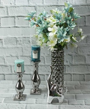 Красивый серебряный керамический подсвечник H18