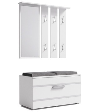 GARDEROBA LUSTRO WIESZAK SIEDZISKO OPAL - BIEL