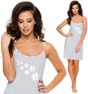 BAWEŁNIANA KOSZULA NOCNA Z PSIĄ ŁAPKĄ RAMIĄCZKA L