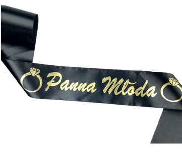 SZARFA WIECZÓR PANIEŃSKI PANNA MŁODA CZARNA ZŁOTA