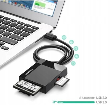 СЧИТЫВАНИЕ КАРТ ПАМЯТИ USB SD MICRO SD CF MS ДО 5 Гбит/с PLUG & PLAY UGREEN