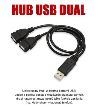 HUB USB РАЗВЕТВИТЕЛЬ ДВОЙНОЙ USB РАЗВЕТВИТЕЛЬ 2xUSB