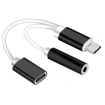 Adapter 2w1 Typ-c do jack 3,5mm i ładowanie typ-c