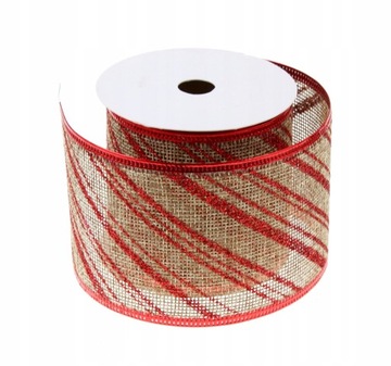 Джутовая декоративная лента 2,7 м 6,3 см УЗОРЫ