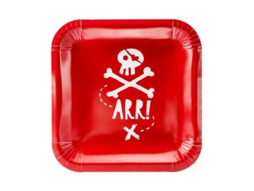 PartyDeco тарілочки пірати червоний 20x20 см 6 шт. TPP15-00