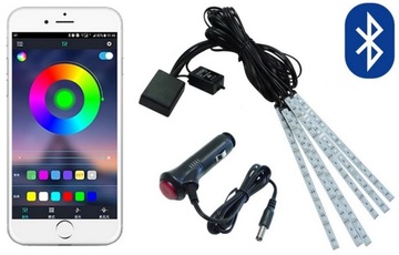 Oświetlenie wnętrza auta RGB 6x18LED BLUETOOTH