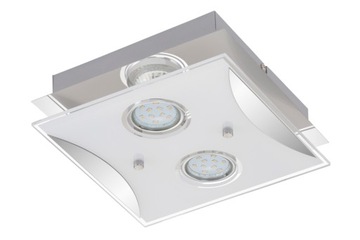 Lampa plafon metal klosz szklany 2xGU10 Kwadrat