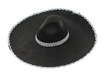 Мексиканская шляпа сомбреро, 55см, БОЛЬШАЯ ЗОЛОТАЯ РЕЗИНКА