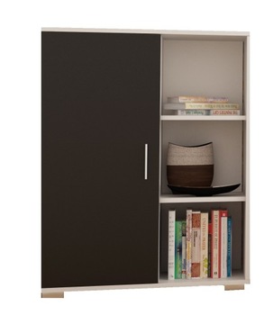 Szafka stojąca komoda 6 PÓŁEK BIAŁO-CZARNY 80 CM