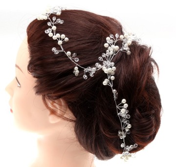 #O63 OZDOBA ŚLUBNA GAŁĄZKA DIADEM TIARA 120cm ŚLUB