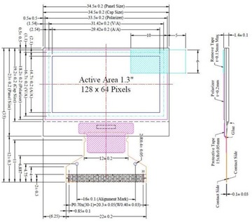 ART OLED 128x64 3V SSD1306 I2C SPI 1,3 дюйма БЕЛЫЙ