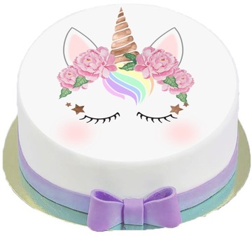 OPŁATEK NA TORT 2 JEDNOROŻEC Unicorn Tęczowy 20cm