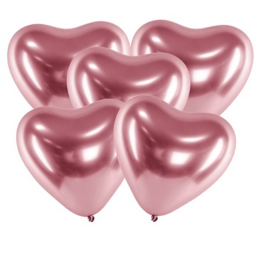 Balony Serca Glossy Różowe Złoto Rose Gold Walentynki Ślub Wesele 5szt.