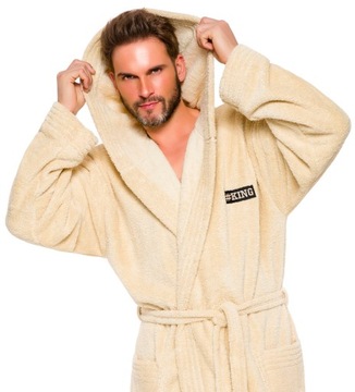 ТЕПЛЫЙ КРАСИВЫЙ ДЛИННЫЙ МУЖСКОЙ ХАЛАТ С КАПЮШОНОМ XXL