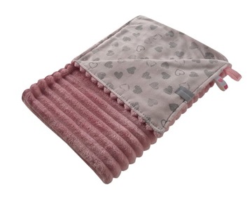 Kocyk niemowlęcy Minky/Jersey FALE 75x100 OLKA róż