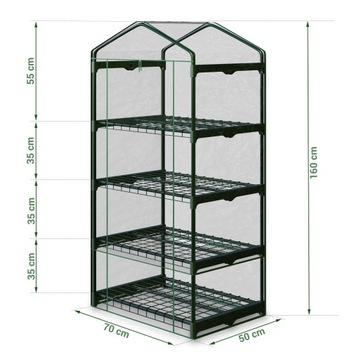 МИНИ-БАЛКОННАЯ ТЕПЛИЧНАЯ ПЛЕНКА 4 ПОЛКИ 160x70x50см