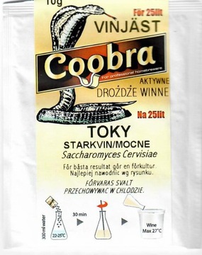 DROŻDŻE WINNE AKTYWNE COOBRA TOKY WINO BIAŁE 10 G