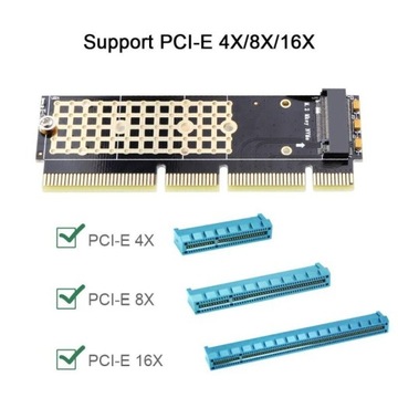 Переходник SSD M.2 NVMe NGFF M Key на PCI-e x4 x8 x16