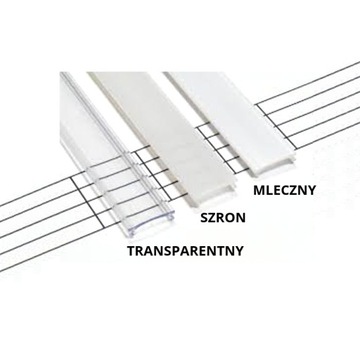 Прямой профиль длиной 2 м, накладной монтаж + вставной абажур