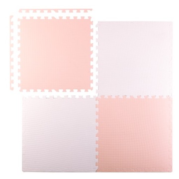 БОЛЬШОЙ КОВРИК ПЕННЫЙ, ПАЗЛ ПЕННЫЙ 60х60 см 4 шт. RICOKIDS БЕЛЫЙ И РОЗОВЫЙ.