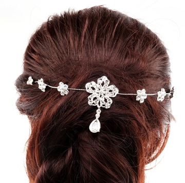 O125N OZDOBA ŚLUBNA GAŁĄZKA DIADEM TIARA 28cm ŚLUB