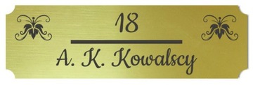 GRAWEROWANA TABLICZKA NUMER NA DRZWI ZŁOTA XD59