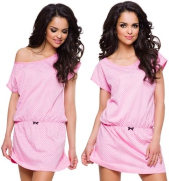 LUŹNA KOSZULA NOCNA W GROSZKI KRÓTKI RĘKAW L