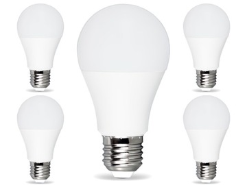 5x Żarówka LED halogen kula E27 A60 9W =80W ciepła