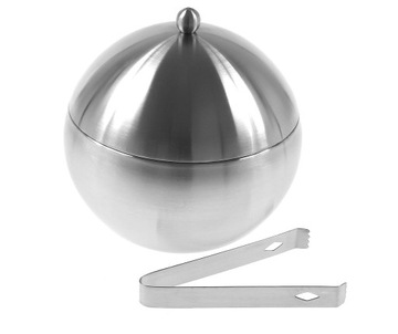 Wiaderko do lodu Kinghoff KH-1491 ze szczypcami srebrne
