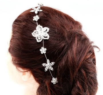 O124N OZDOBA ŚLUBNA GAŁĄZKA DIADEM TIARA 28cm ŚLUB