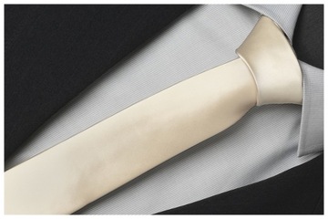MIKROFIBRA Gładki Krawat Wąski 6cm ECRU gs41