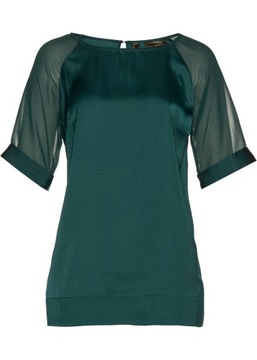 S2352 TUNIKA BLUZKA SATYNOWA ZIELONA PREMIUM R.40