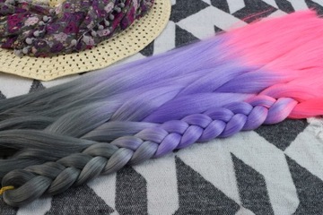 СИНТЕТИЧЕСКИЕ волосы для косичек.ЦВЕТНЫЕ косички.Наращивание волос в стиле омбре.