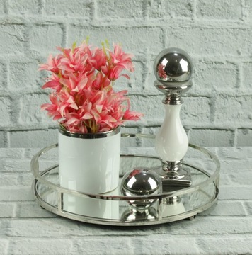 Красивый серебряный керамический подсвечник H32