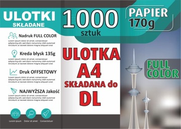 ULOTKI SKŁADANE A4 do DL Kreda Błysk 170g 1000 szt
