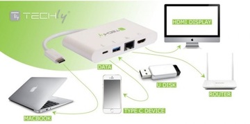 ТЕХНИЧЕСКИЙ АДАПТЕР USB-C 3.1 4K HDMI/ГИГАБИТ RJ45USB-A