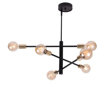 Żyrandol na drążku ONYX 6xE27/60W/230V czarny/złoty