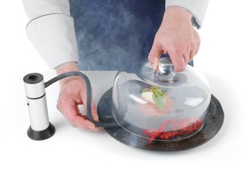 Стеклянный купол для копчения еды на тарелке