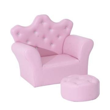 Fotelik dla dziecka sofa z guzikami różowa HOMCOM