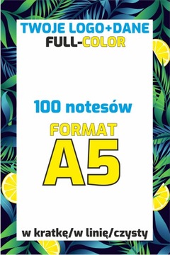 NOTESY klejone A5 BLOCZKI reklamowe NADRUK 100 szt