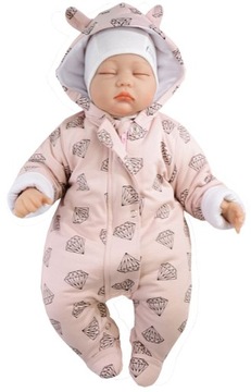 KOMBINEZON PAJAC OCIEPLANY DIAMENT RÓŻ 74cm L22F