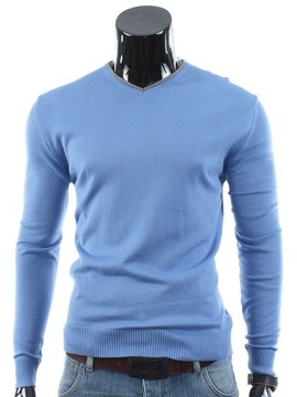 SWETER w Serek BAWEŁNA CD10 Niebieski__XXL_POLSKA