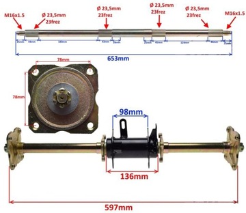 QUAD ATV 50 90 110 125 ОСЬ Задняя ось Задние ведущие колеса Ступица + подшипники