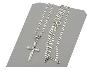 СЕРЕБРЯНАЯ ЦЕПЬ 925 50 СМ МУЖСКОЙ КРЕСТ
