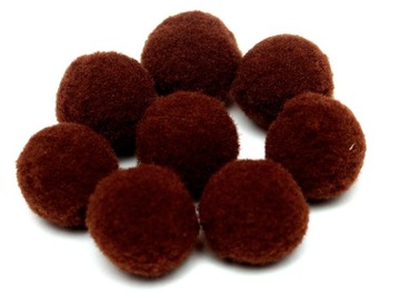 POMPONY puszyste 1 cm 70 sztuk czekoladowe