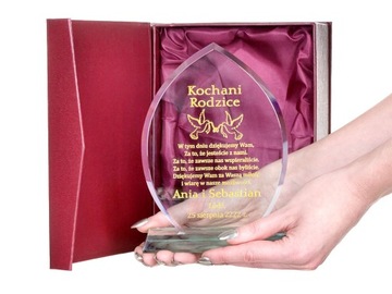 Szklana Statuetka Prezent 1-99 Rocznicę Ślubu Jubileusz Urodziny Mamy Taty
