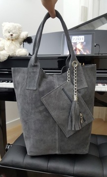 LEATHER BAG замшевая сумка V093 темно-серая